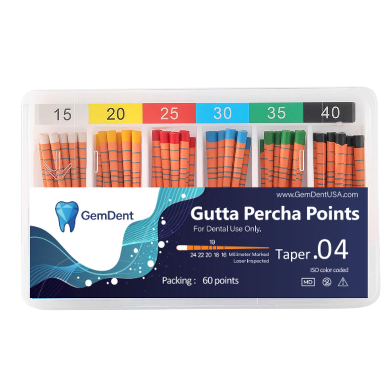Standard MM Marked Gutta Percha Points, Taper .04 Assorted Sizes #15-40, 60 Pcs/Pack Taper .04 #15-40