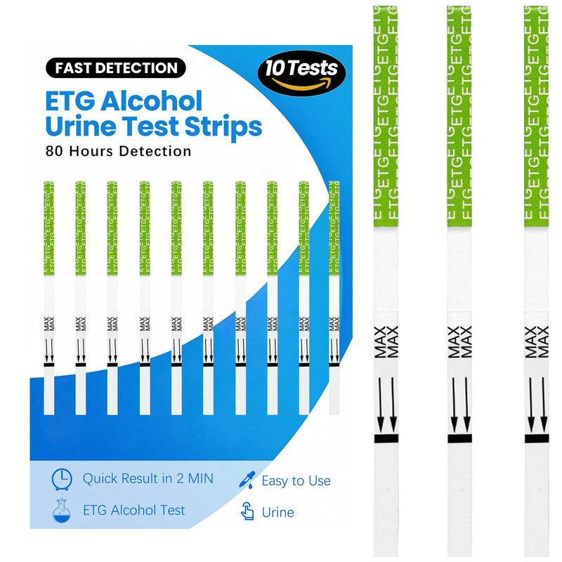 ETG Alcohol Urine Test Strips [10 Pack] – High Sensitivity, 2-Min Results, 300 ng/mL Cutoff. Individually Sealed Dip Tests for Home/Workplace
