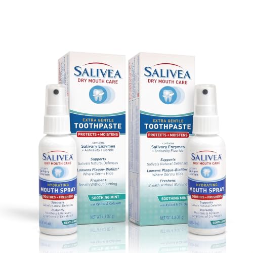 Salivea Dry Mouth Relief Value Set — Anticavity Toothpaste + Extra Gentle Spray 2 Pack