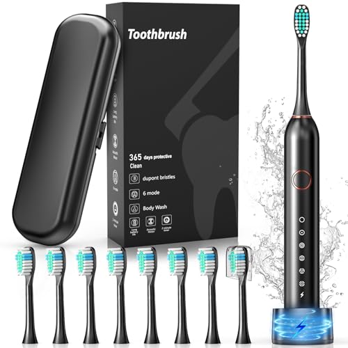 Electric Toothbrush, 40000 VPM Sonic Type for Adults & Teens, Black
