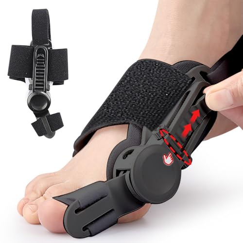 Bunion Corrector for Women & Men - Adjustable Nighttime Big Toe Straightener Bunions Splint with ABS Support for Hallux Valgus Relief Hammer Toe Brace Sleeping Home Use Left/Right Feet - 1PC Black 1