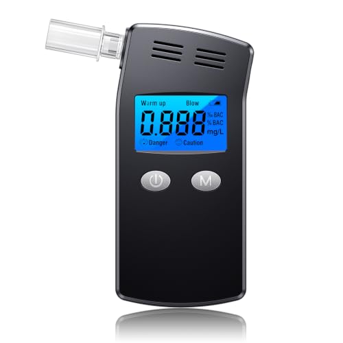 Breathalyzer, 2026 Upgraded Alcohol Breathalyzer Tester with LCD Display, Portable Personal Breathalyzer for Home and Travel Use (Includes 10 Mouthpieces) (Black) Black