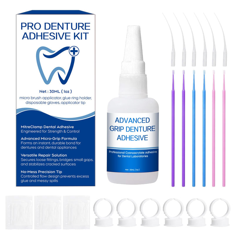 Dental Lab Instant Bonding Glue for Dentures & Lab Tools – Fast-Setting in 15–60 Sec | Denture Crack Repair & Gap Filling | Controlled Gel Formula | 1oz white