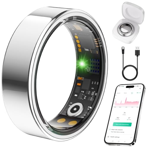 Smart Ring for Women Men, Health Tracker, Fitness Ring (Silver, 8#) Silver 8#