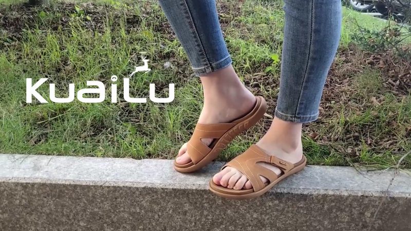 KuaiLu Womens Fashion Orthotic Slides Arch Support Slip On Walking Sandals Grey 8