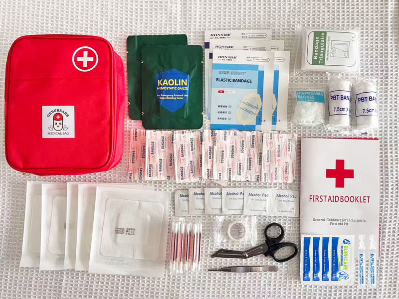 First Aid Kit for Car,Travel,Home- Includes Zip Stitch Wound Closure Strips Red