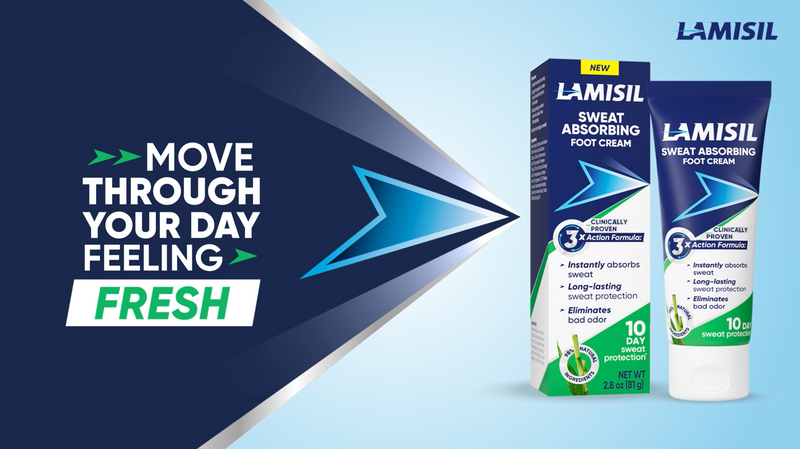 Lamisil Cream Sweat Absorbing Foot Odor Eliminator for Feet, 2.8 Oz