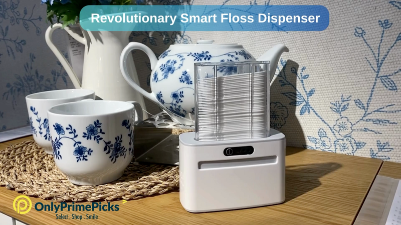 Smart Touchless Floss Pick Dispenser with Sensor - Refillable and Rechargable with 2 Cartridges (100 Picks) - Innovative and Hygienic Floss Pick Holder (Light Gray) Light Gray