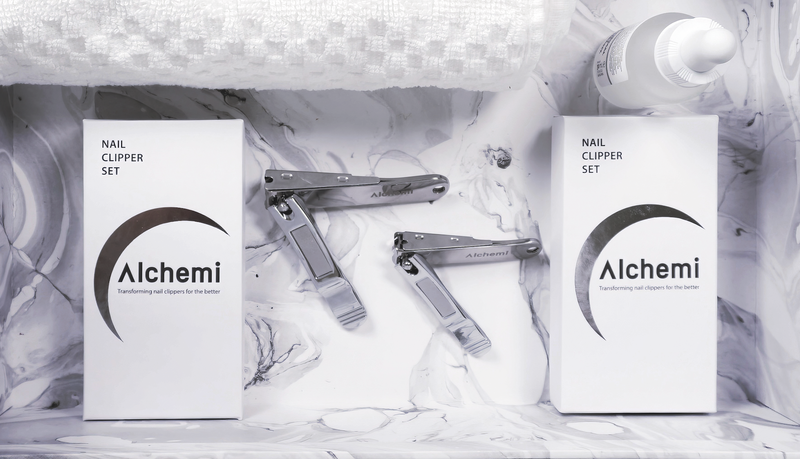 Alchemi Curved Blade Nail Clipper Set – Fingernail & Toenail Clippers with Catcher, 3D Blade Follows Your Nail's Natural Curve, Surgical Grade Steel, Premium Gift Box, 2 Piece Alchemi