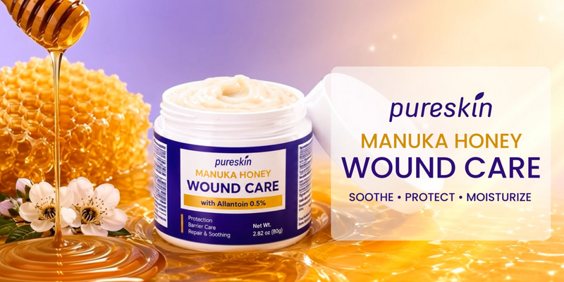 PURESKIN Manuka Honey Wound Care 2 Pack: Manuka Honey Wound Gel for Cuts, Scrapes & Burns with Allantoin 0.5% & Tallow - Natural-Inspired Moisturizing Formula - 2.82 oz Each 2.82 Ounce (Pack of 2)