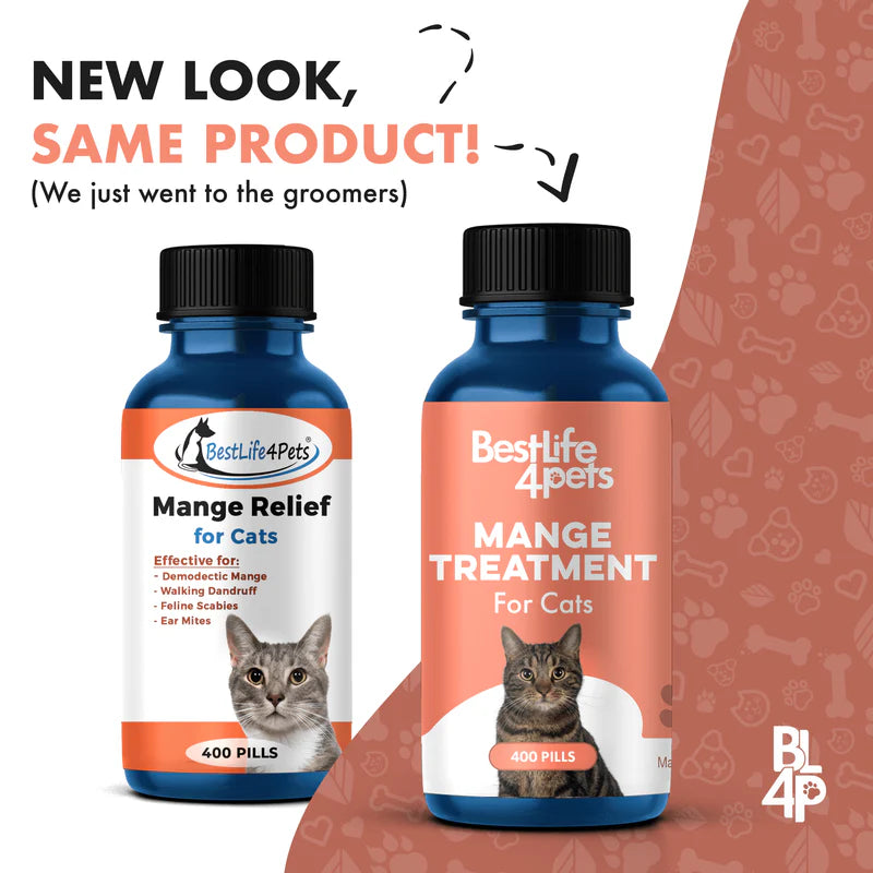 BestLife4Pets Demodectic Mange and Scabies Relief for Cats - Ear Mites & Itch Relief Supplements for Cat Itching Relief - Restores Healthy Feline Coat and Skin - Easy to Use Natural Pills - BeesActive Australia