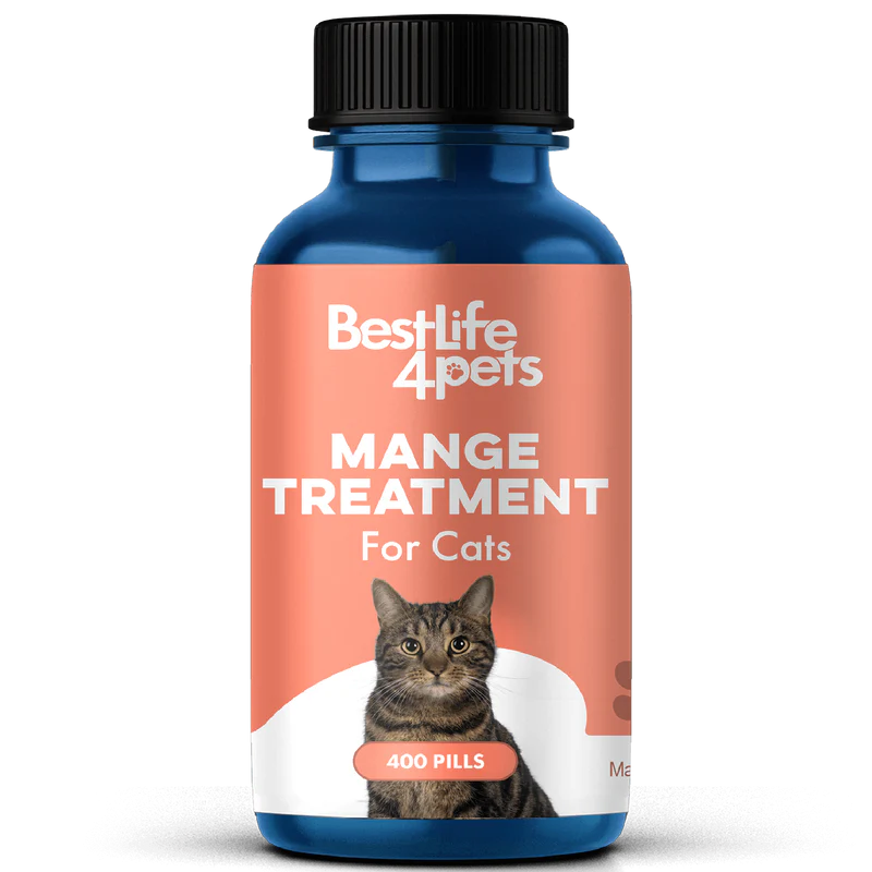 BestLife4Pets Demodectic Mange and Scabies Relief for Cats - Ear Mites & Itch Relief Supplements for Cat Itching Relief - Restores Healthy Feline Coat and Skin - Easy to Use Natural Pills - BeesActive Australia