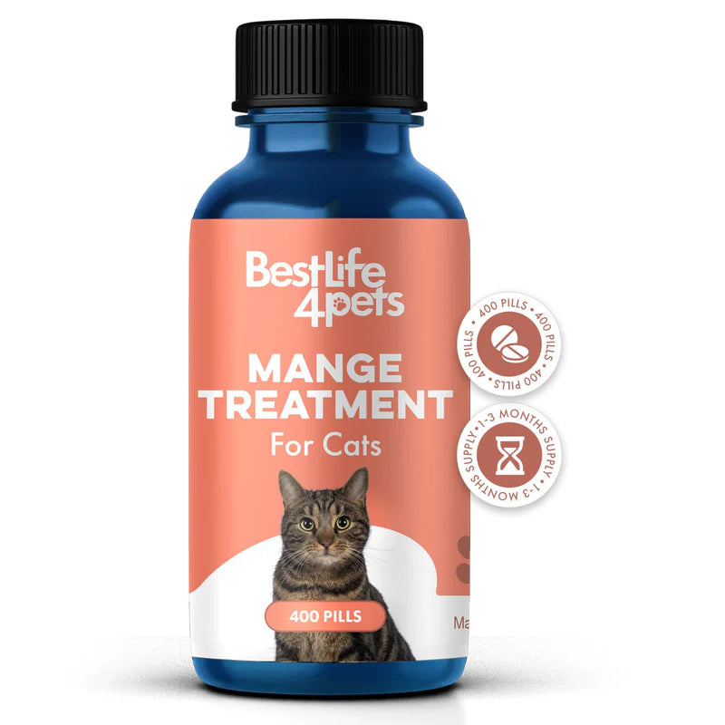 BestLife4Pets Demodectic Mange and Scabies Relief for Cats - Ear Mites & Itch Relief Supplements for Cat Itching Relief - Restores Healthy Feline Coat and Skin - Easy to Use Natural Pills - BeesActive Australia