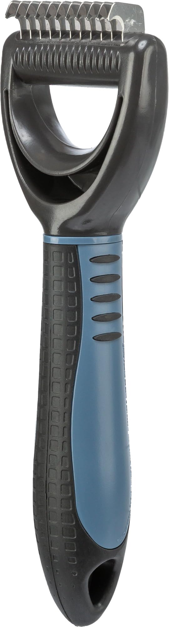 TRIXIE fur detangler for detangling and thinning - cuts small tangles - smoothes top hair and undercoat - 1 cm tine length - rubberized plastic handle - 6 x 18 cm - black/blue - 24242 - BeesActive Australia