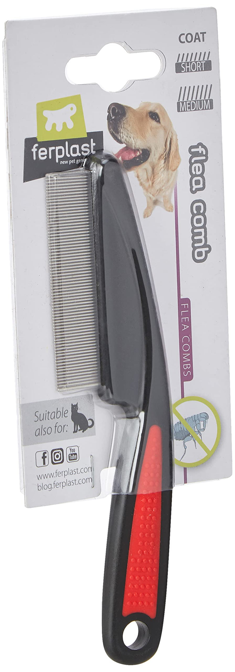 Ferplast flea comb for dogs and cats GRO 5838, dense teeth with delicately rounded tips, ideal for short and medium-haired animals, 15 x 1 x 4 cm - BeesActive Australia