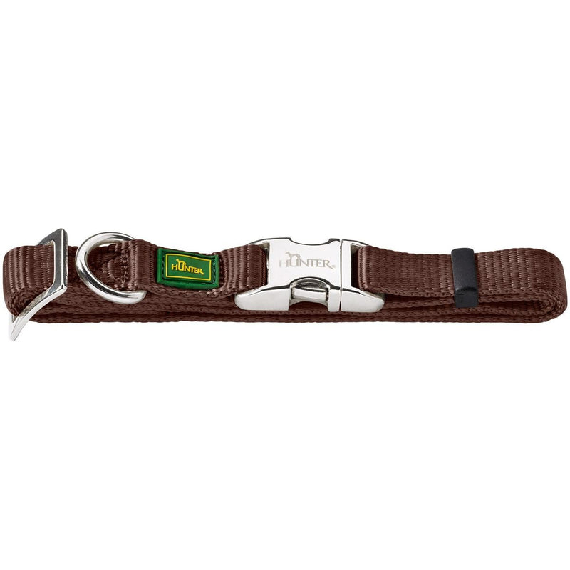 HUNTER VARIO BASIC ALU-STRONG collar, dog collar, nylon, aluminum buckle, M, brown - BeesActive Australia