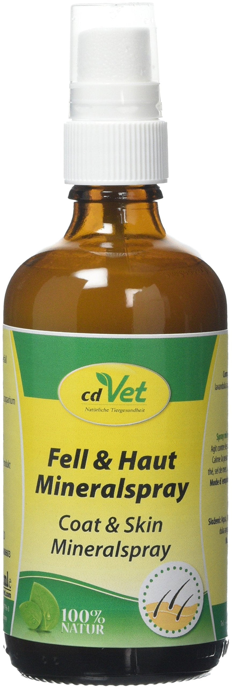 cdVet Natural Products Fur & Skin Mineral Spray 100 ml - Dog, Horse - Care Product - Parasite Infestation - Nourishes + Soothes the Skin - Dandruff + Dry Skin Areas + Dull Fur - Cleaning - - BeesActive Australia