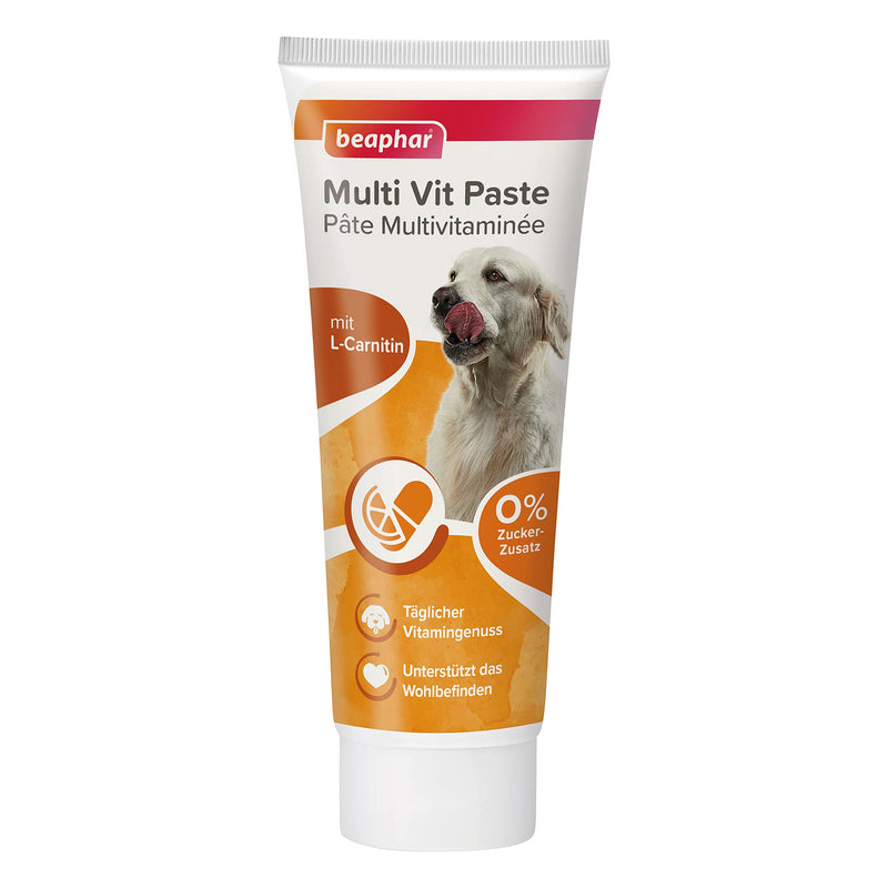 beaphar - Multi VIT Paste Dog - for dogs - with biotin, L-carnitine - for durable skin and beautiful fur - 0% added sugar - daily vitamin enjoyment - supports well-being - 250 g multi-vitamin 250 gr - BeesActive Australia