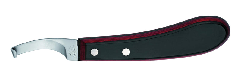 F.DICK hoof knife Champion-Curved (offset right-short-narrow; handle plywood; carbon steel; blade: 65 mm) 62462100 - BeesActive Australia