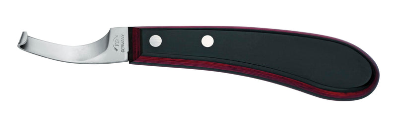 F.DICK hoof knife Champion-Curved (offset left-short-narrow; handle plywood; carbon steel; blade: 65 mm) 62462200 - BeesActive Australia