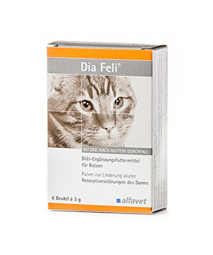 Alfavet Dia Feli dietary supplement for cats with indigestion and diarrhea, 6 powder bags of 3 g each - BeesActive Australia