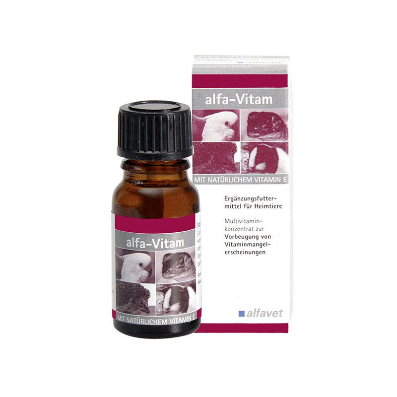 alfavet alfa-Vitam, 10ml, multi vitamin concentrate to prevent vitamin deficiency symptoms, supplementary feed for birds, small rodents, reptiles - BeesActive Australia