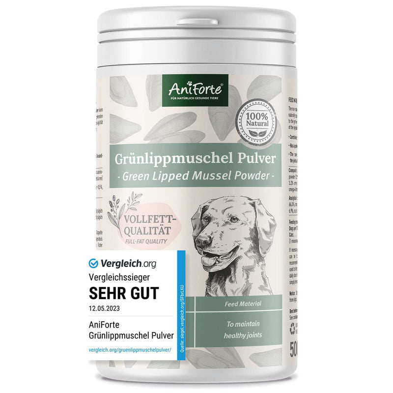 AniForte green-lipped mussel powder dog 500g COMPARATIVE WINNER 2023 - natural product for joints and joint function, green-lipped mussel powder dog in full-fat quality with high acceptance 500 g - BeesActive Australia