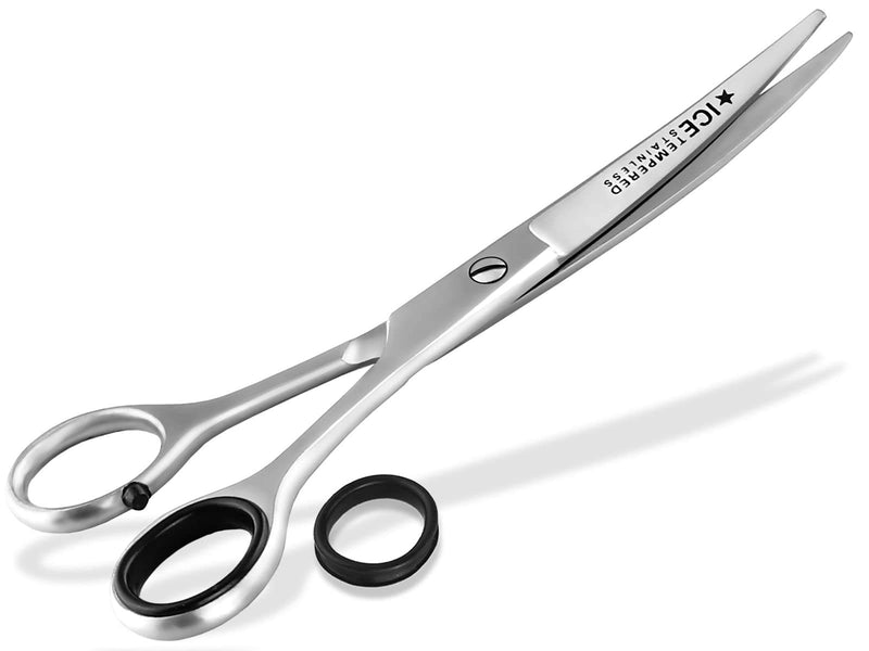 Curved dog hair scissors fur scissors with MICRO TOOTHING - BeesActive Australia