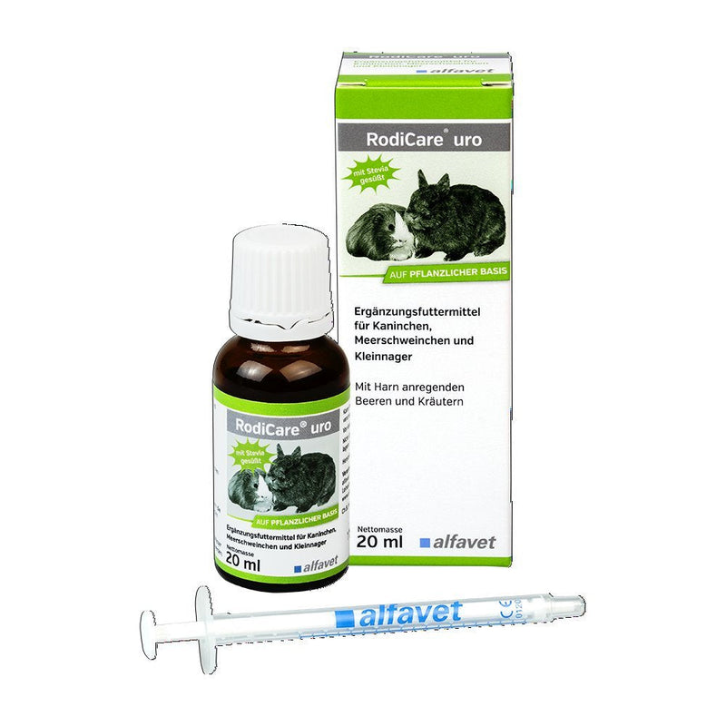 Alvafet, RodiCare URO, supplementary feed to reduce urinary stone formation for rabbits, guinea pigs and small rodents, 20ml, dosing syringe 20 ml (pack of 1) - BeesActive Australia