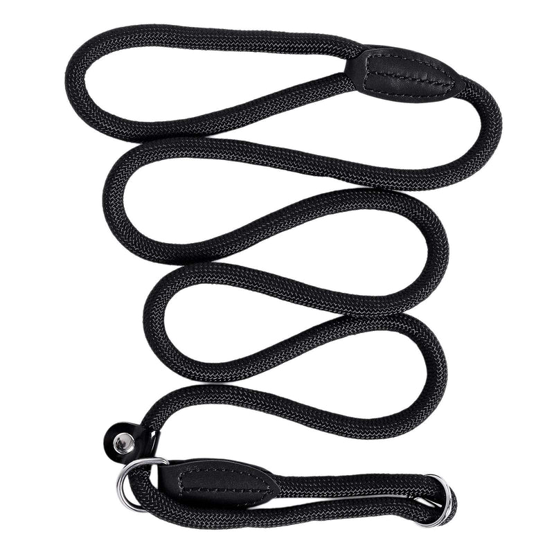 lionto retriever leash, robust and weatherproof for dogs of all sizes, quick to put on dog leash and collar in one, 170 cm, fur-friendly leash with integrated pull stop, vegan, black, length 170 cm - BeesActive Australia