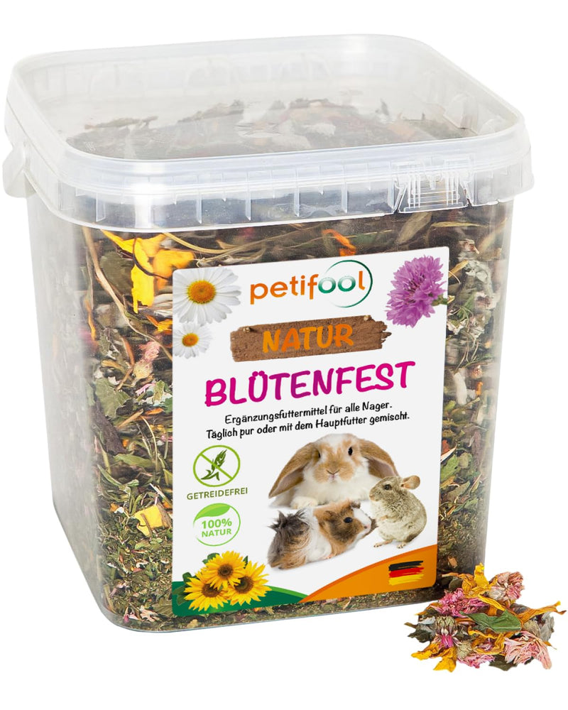 petifool Blossom Festival 380g - supplementary food for rodents - natural rodent food for rabbits, guinea pigs, hamsters, chinchillas & more - without artificial additives - 100% natural - species-appropriate food 380g (pack of 1) - BeesActive Australia