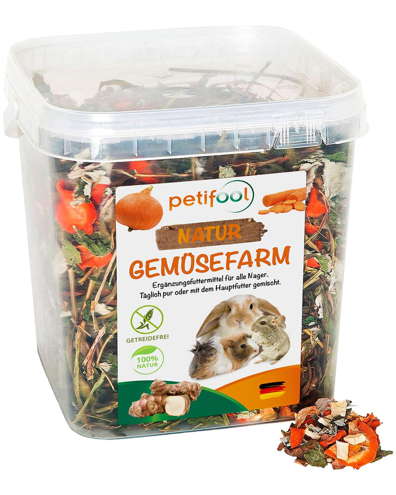 petifool Vegetable Farm 500g - supplementary food for rodents - natural rodent food for rabbits, guinea pigs, hamsters, chinchillas & more - without artificial additives - 100% natural - species-appropriate food 500g (pack of 1) - BeesActive Australia