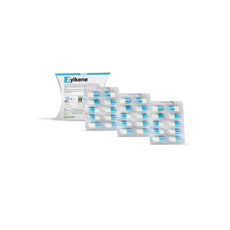 Vetoquinol Zylkene 75 mg | 30 capsules | Supplementary food for dogs and cats | For support in unfamiliar situations | With trypsin-hydrolyzed bovine casein - BeesActive Australia