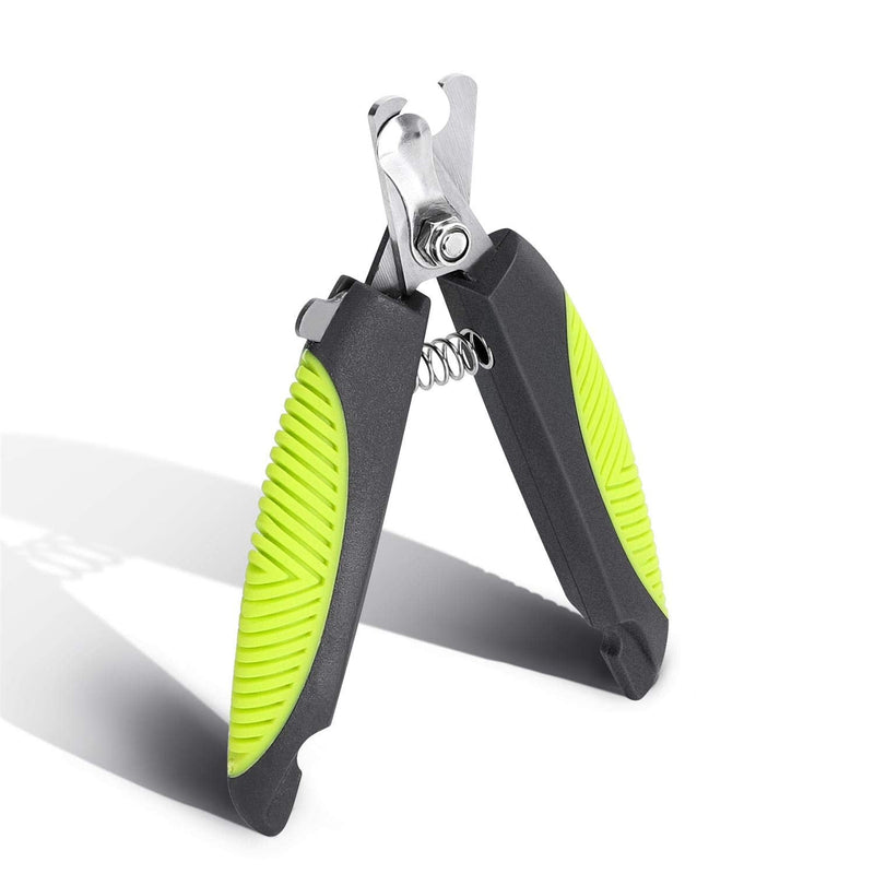 Nobleza Pet Nail Clippers Professional Claw Scissors for Dogs and Cats, Stainless Steel Claw Clippers High Quality, Claw Care Nail Clippers with Safety Protection, Safety Lock and Nail File Dark Gray & Green - BeesActive Australia