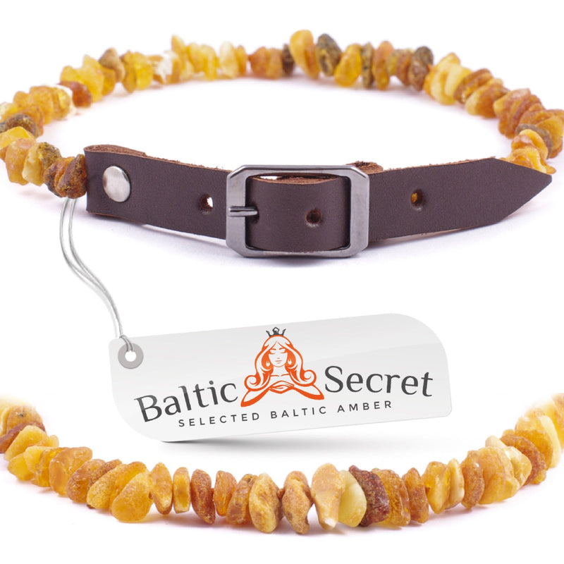 Amber necklace dog | Adjustable amber collar for dogs & cats with leather strap | Dog collar 55-60 - BeesActive Australia