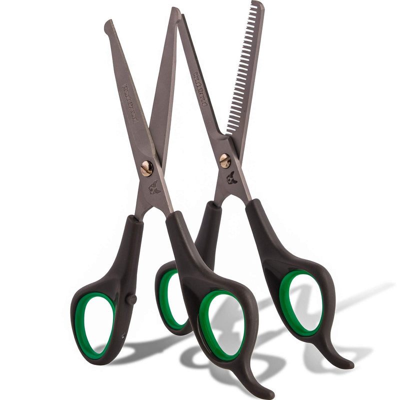 Hundefreund dog scissors set with thinning scissors for grooming | Stainless steel scissors with rounded tips for dog grooming - BeesActive Australia