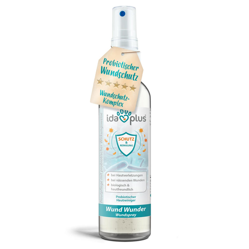 Ida Plus Wound Miracle - UNIQUE WOUND COMPLEX instead of silver spray for dogs, cats, horses - Anti-inflammatory for skin injuries - Promotes regeneration - Painless use - with probiotics - BeesActive Australia