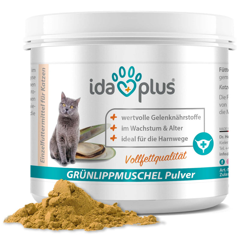 Ida Plus - 100% green-lipped mussel powder for cats - 100 g - green-lipped mussel to support joint function - full fat quality - without additives - with glycosaminoglycans, Omega 3, calcium, magnesium - BeesActive Australia