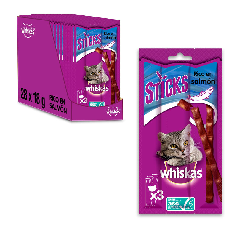 Whiskas sticks 28x18g (504g) Ricco di salmone - BeesActive Australia