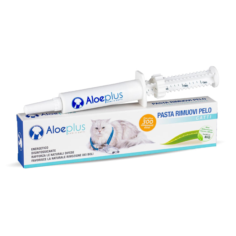 ALOEPLUS Cat Oral Paste Anti-Hairball 15ml - Paste for Cats Against Hairballs, Prevents and Removes Hairballs, Energetic and Detoxifying Supplementary Food with Aloe Arborescens Organic - BeesActive Australia