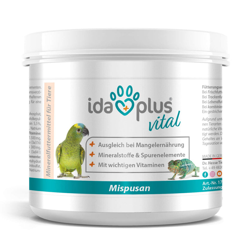 Ida Plus - Mispusan powder 200 g - mineral feed with vitamin D3, calcium and trace elements for amphibians, reptiles and birds - budgies, canaries, parrots and bearded dragons - minerals - BeesActive Australia