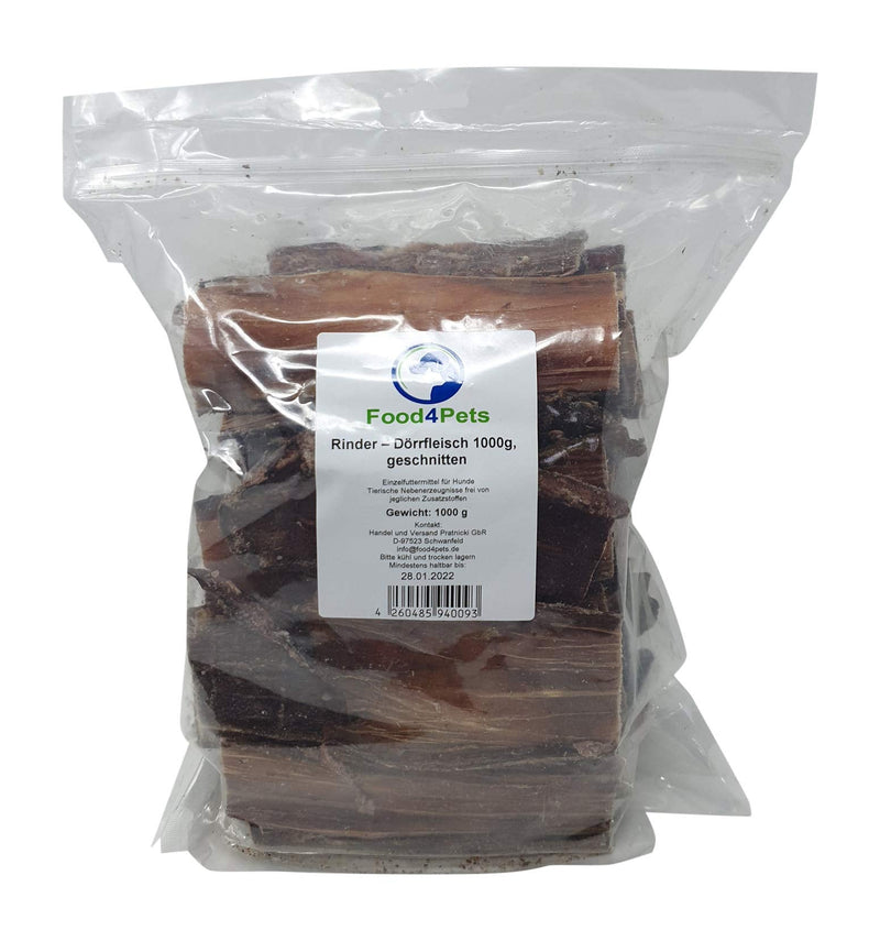 Food4Pets Beef Jerky 1kg - Dog Treats Made from 100% Beef, Natural Chews in a Resealable Bag Beef 1kg (Pack of 1) - BeesActive Australia
