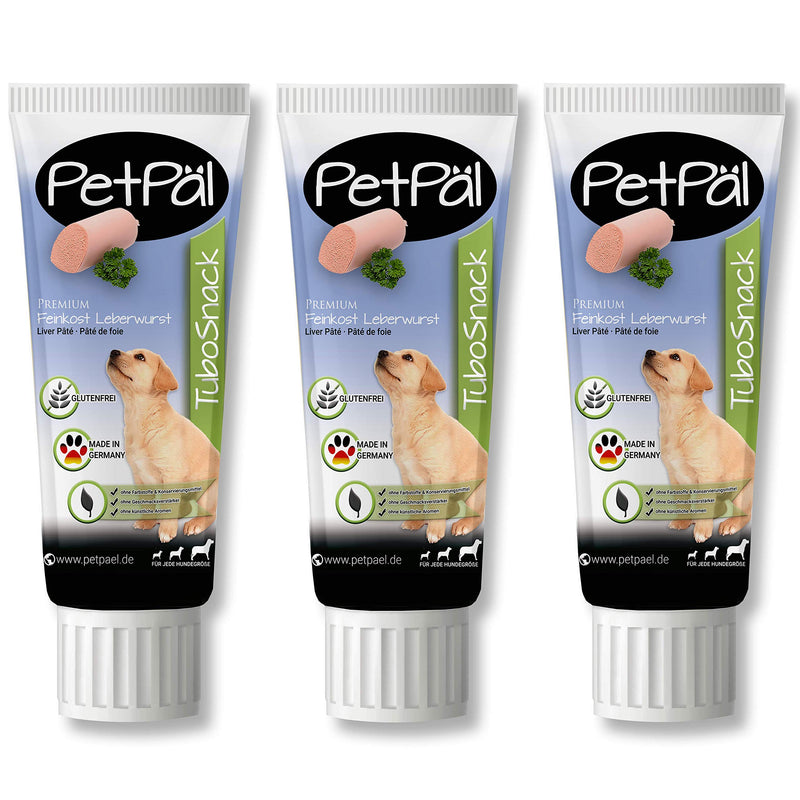 PetPäl dog liver sausage “TuboSnack” - without grain, salt, sugar - premium treat from the tube - tasty, tasty, healthy, natural - also ideal for puppies - 3x 75g dog snack Made in Germany 75 g (pack of 3) - BeesActive Australia