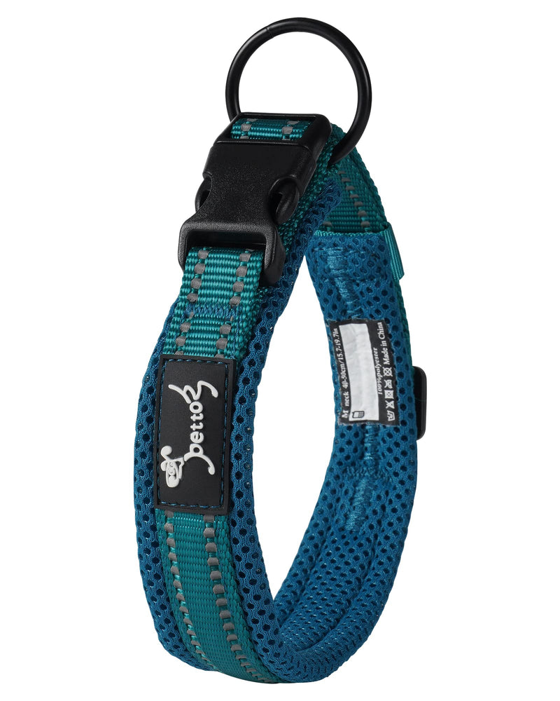 PETTOM Dog Collar Adjustable Nylon Dog Collar Breathable Reflective Collar (Blue L) Blue - BeesActive Australia