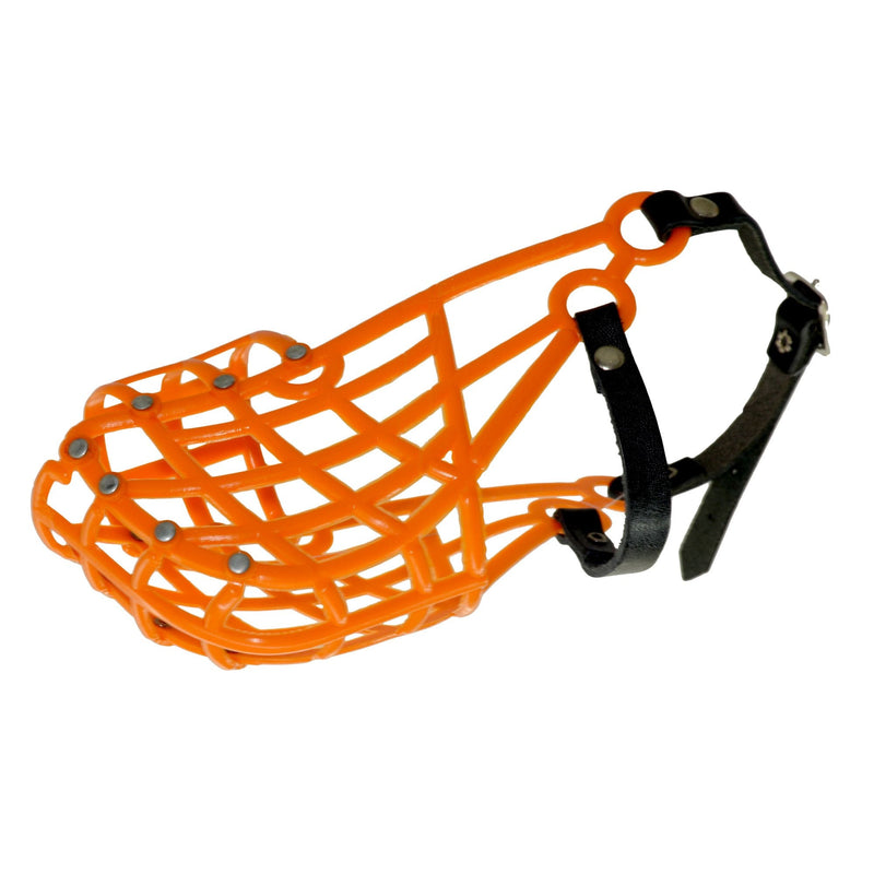 Don Pare muzzle model 103 training and transport muzzle for medium-sized dogs with a narrow head whippet in orange also racing muzzle and coursing muzzle - BeesActive Australia