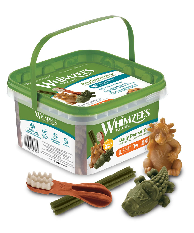 WHIMZEES By Wellness Mixed Variety Box, Chewing Sticks for Large Dogs for Dental Care, Size L, Pack of 14, No Added Sugar, Grain-Free, Natural, Low Fat Large Dogs (18-27 kg) 840 g (Pack of 1) - BeesActive Australia