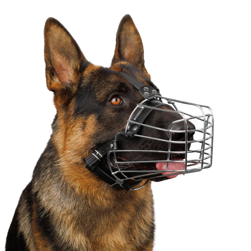 BRONZEDOG Wire Dog Muzzle German Shepherd for Medium Large Dogs Adjustable Durable Metal Basket for Biting Chewing Barking (XL) Steel XL - BeesActive Australia