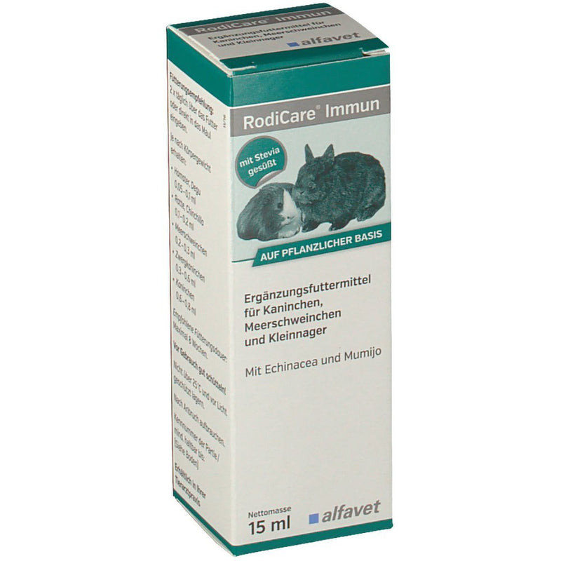 alfavet RodiCare Immun, immune strengthening for rabbits, guinea pigs and small rodents, supplementary feed, 15ml, dosing syringe 1 x 15ml - BeesActive Australia