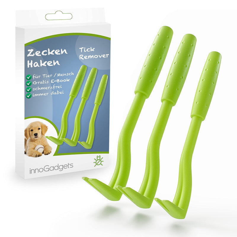 innoGadgets tick hook tick tweezers | Different hooks for all tick sizes | Gentle tick removal in seconds | FREE e-book: Cool tricks for clever dogs | Green (set of 3) - BeesActive Australia