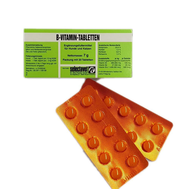 Selectavet B vitamin TABLETS | 20 tablets | Supplementary food for dogs and cats | B vitamins for deficiency situations such as hunger and indigestion 20 pieces (pack of 1) - BeesActive Australia